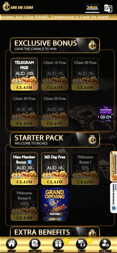 Riches88 Casino mobile promotions page